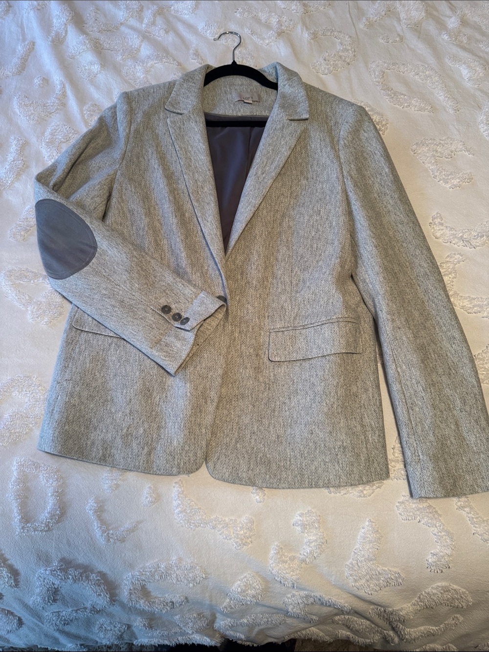LOFT Light Gray Women's Blazer with Elbow Patches